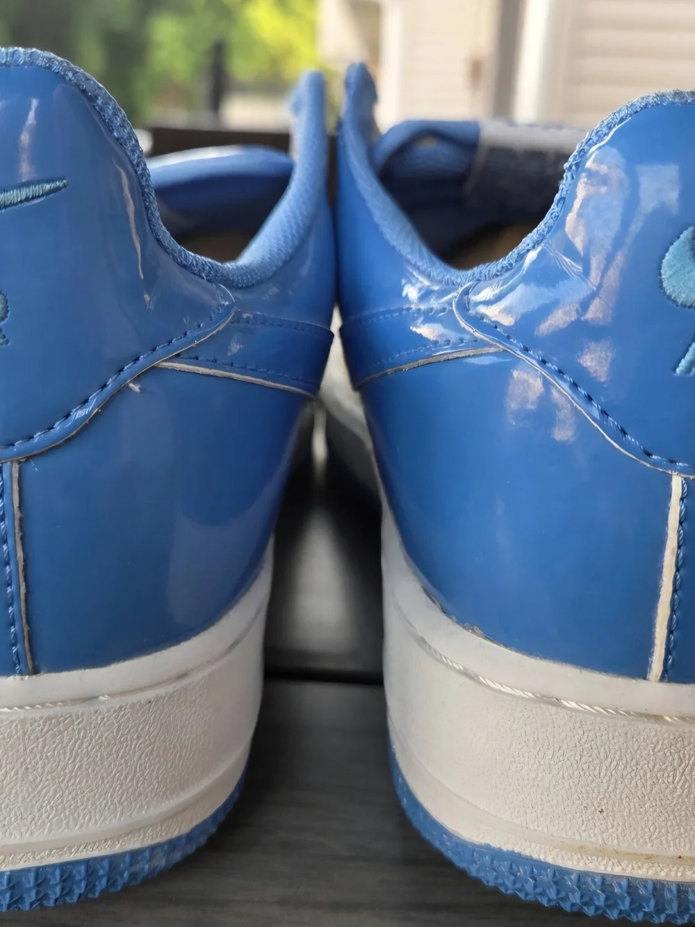 Nike Air Force 1 '07 Blue Patent Leather Clear Toe 306353-140 US 12 Deadstock